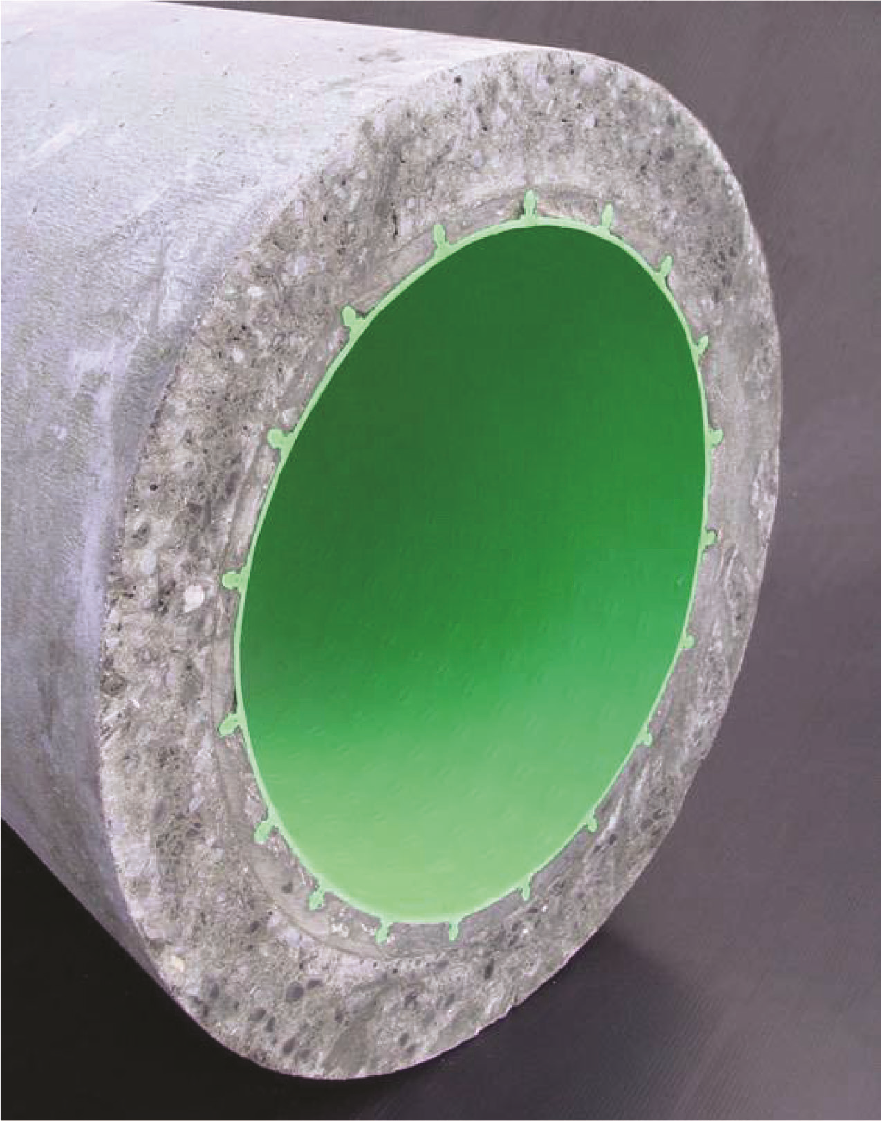 Reinforced concrete pipe with a line